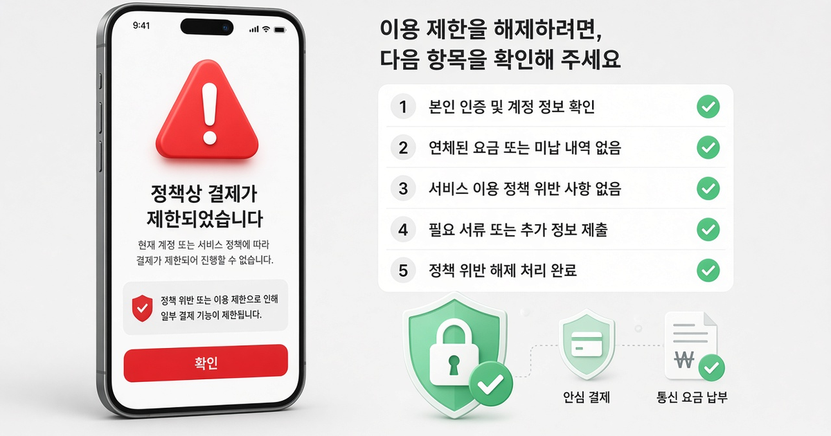 휴대폰 소액결제 정책제한 5가지 원인과 해결 방법 안내